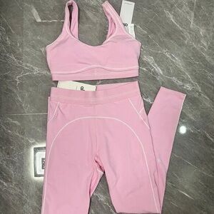 ALO Yoga Pink Legging and Sports Bra Set